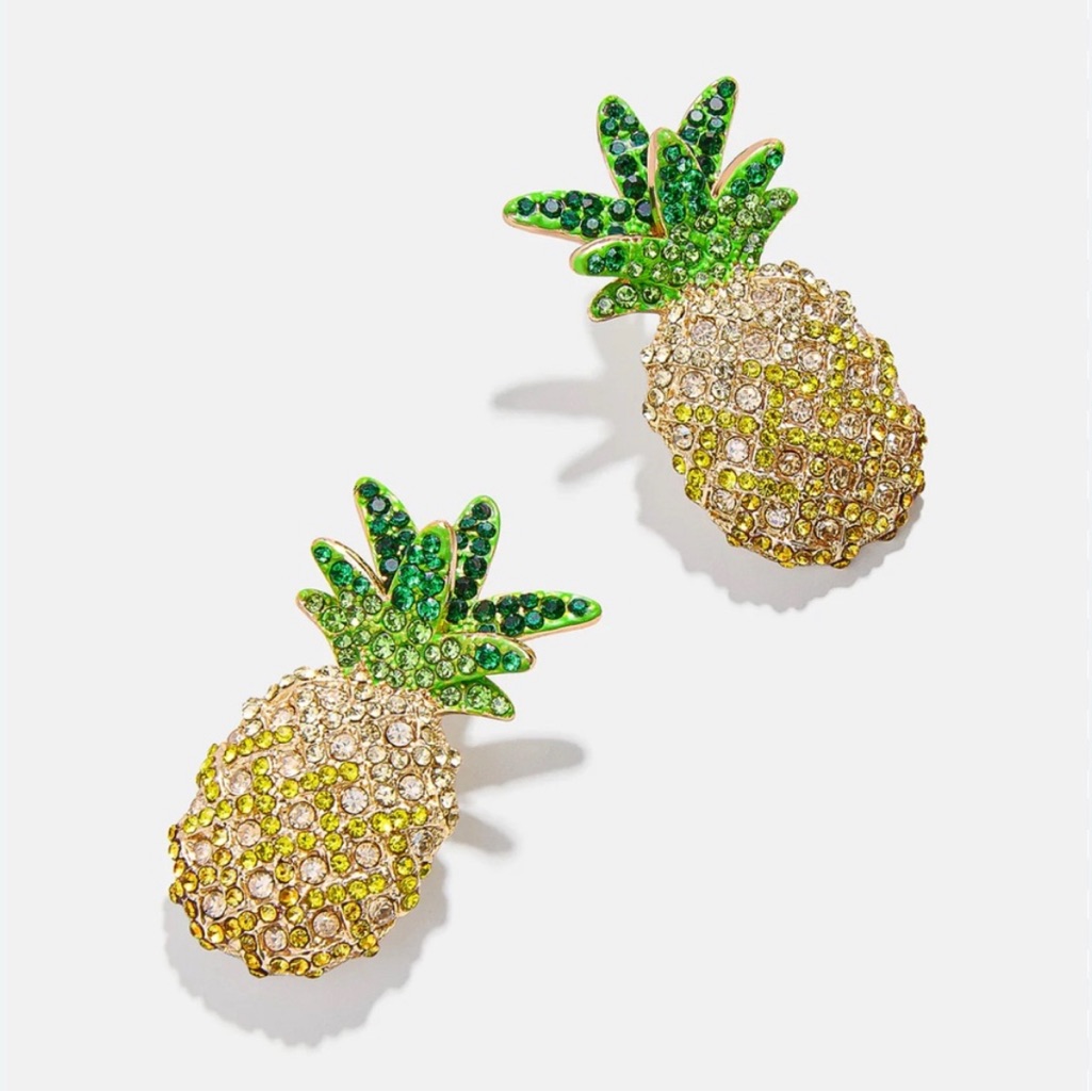 GoldTone Crystal Pineapple Drop Statement Earrings GoldTone Crystal Pineapple Drop Statement Earrings